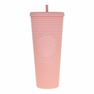 Starbucks Venti Tumbler Studded Matte Pink Diamond Rubberized Cold Cup 24oz